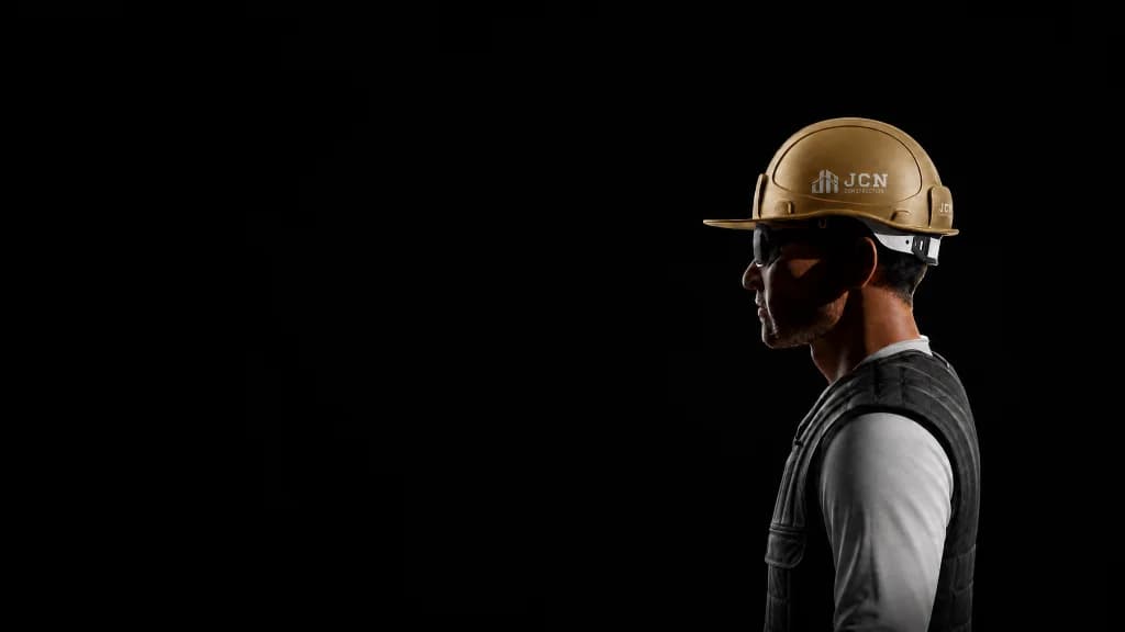 JCN Construction Gold Helmet Mockup